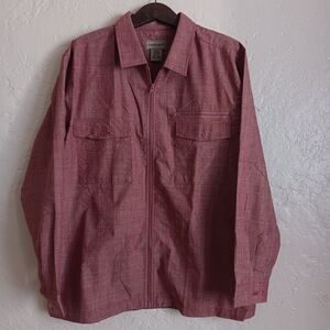 Scandia Woods men's shacket sz XL red zip-up collared chest pockets dress shirt